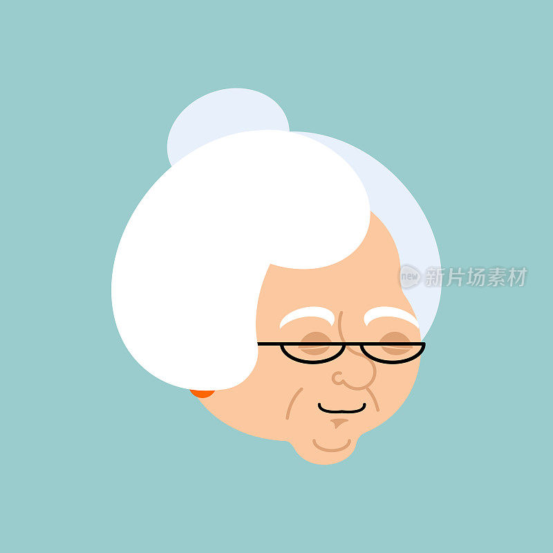 祖母睡觉的情感化身。面对睡着的奶奶的表情。Old lady矢量图